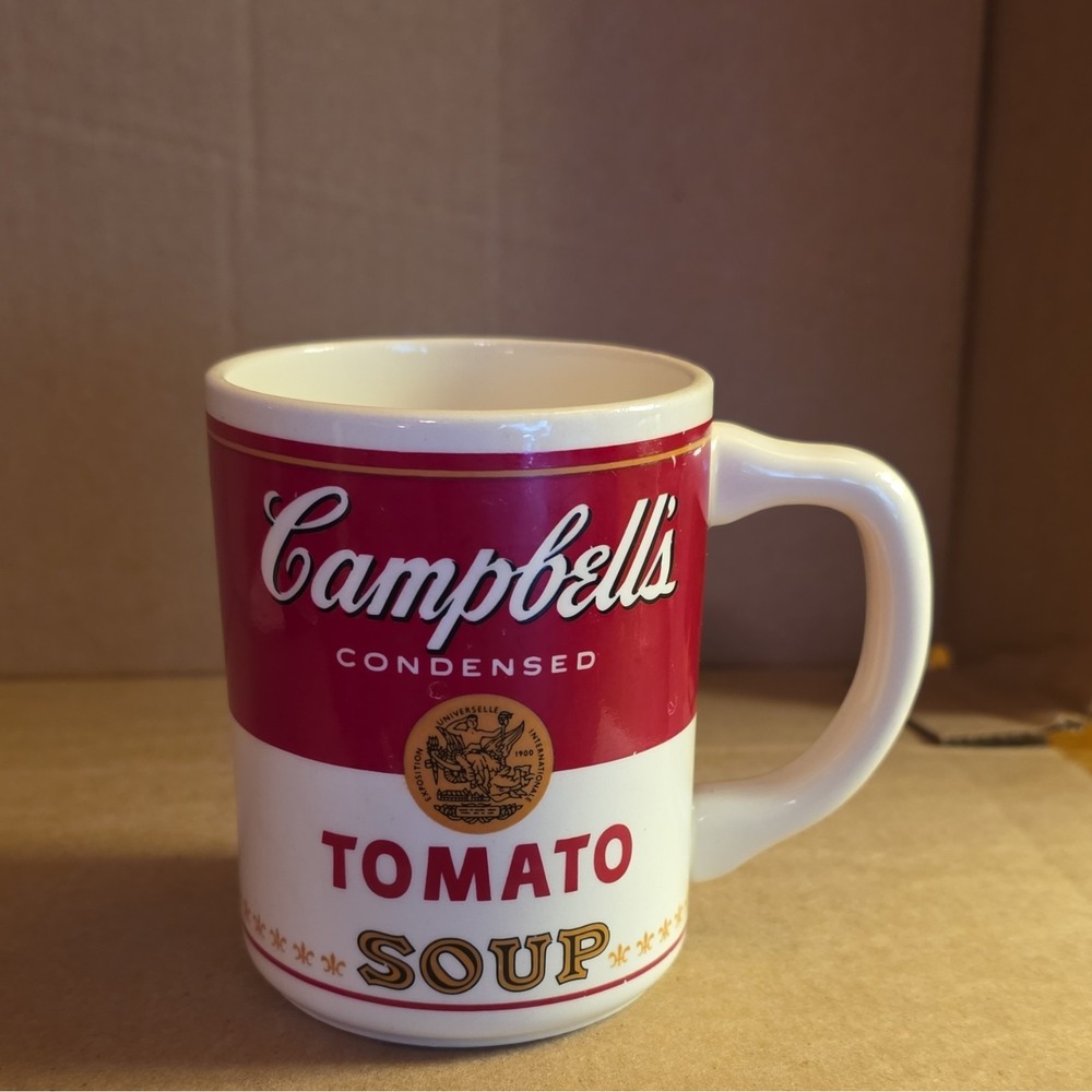 Campbell's Condensed Tomato Soup Advertising Mug Red White Gold